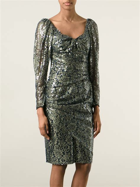 Emanuel Ungaro Pre Owned Sequin And Lace Dress Farfetch