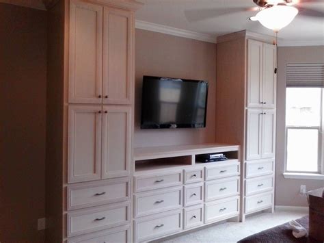 Breathtaking White Teak Wood Polished Bedroom Wall Units With Double