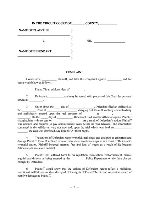 Examples Of A Civil Complaint Fill Online Printable Fillable Blank PdfFiller