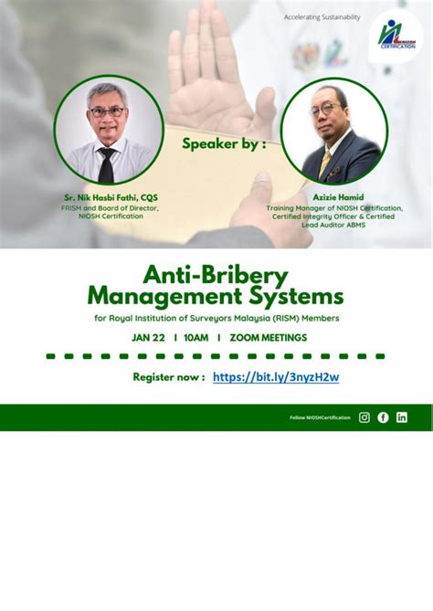 Transparency and trust are the building blocks of any organization's credibility. Anti-Bribery Management Systems - Royal Institution of ...