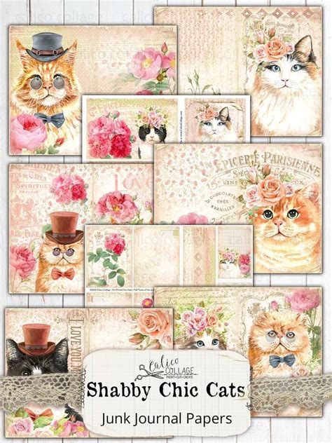 Printable Shabby Chic Cat Junk Journal Papers And Ephemera 8 Printable