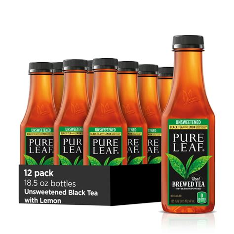 12 Bottles Pure Leaf Unsweetened Black Iced Tea With Lemon 185 Fl