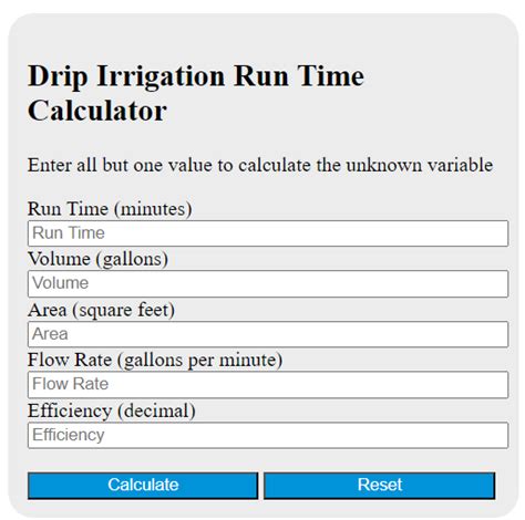 Drip Irrigation Run Time Calculator Calculator Academy