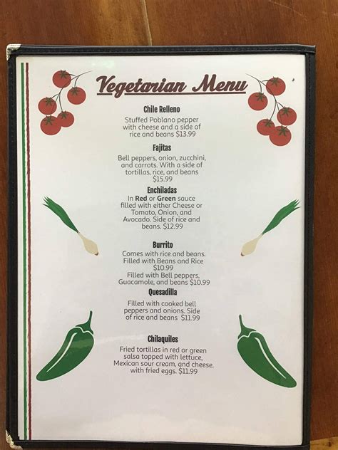 Menu at El Molcajete restaurant, Marathon