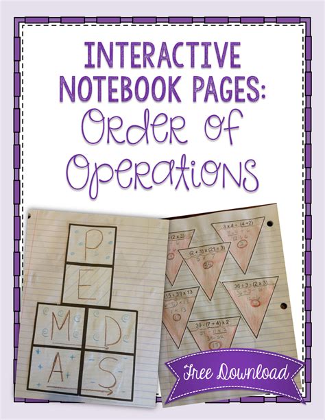 Order Of Operations Freebie Math Interactive Notebook Math Notebooks