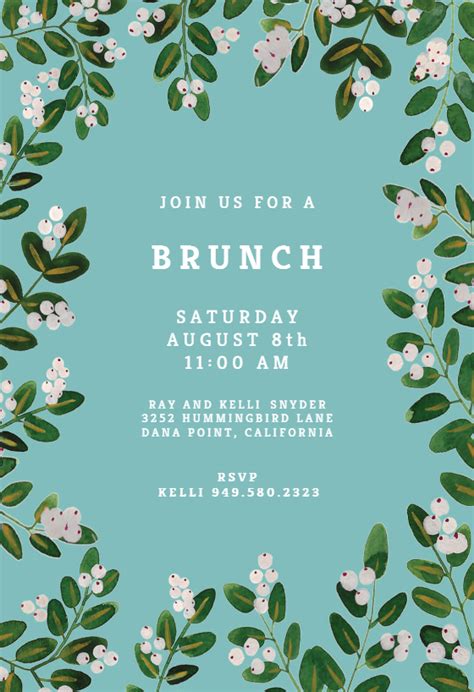 White Bloom Brunch And Lunch Invitation Template Free Greetings