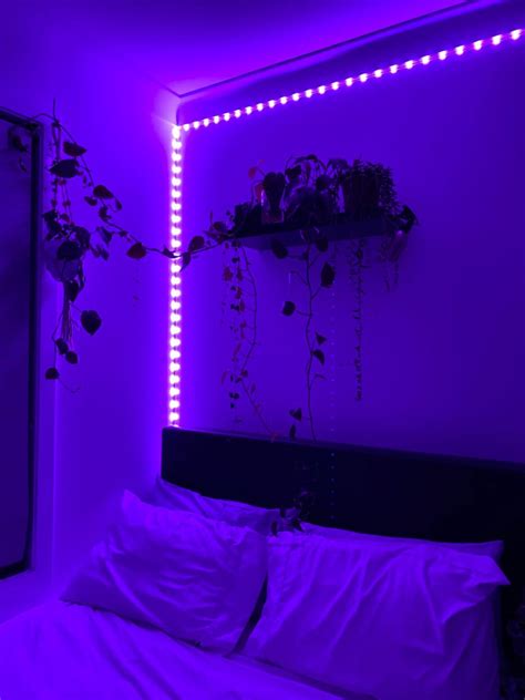 Blue Led Light Strip Purple Led Light Strip Bedroom Aesthetic Purple Aesthetic Bedroom Goals