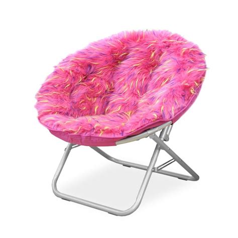 Spiker Pink Faux Fur And Metal Frame Saucer Chair Bed Bath And Beyond 13751481 Saucer Chairs