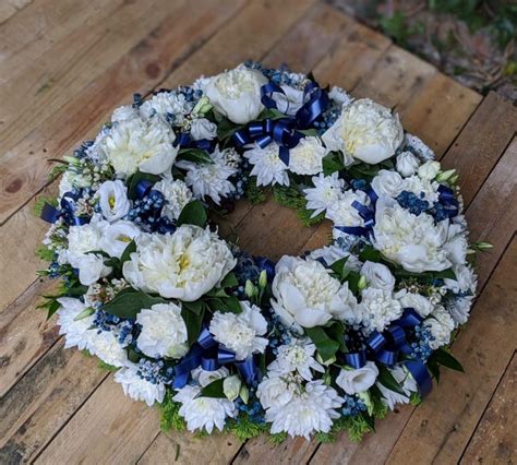 Blue And White Wreath Buy Online Or Call 0161 480 0112