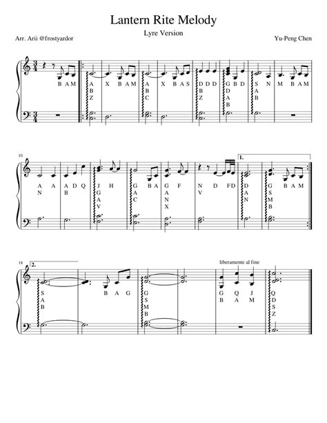 Lantern Rite Melody Lyre Version Sheet Music For Piano Solo Easy