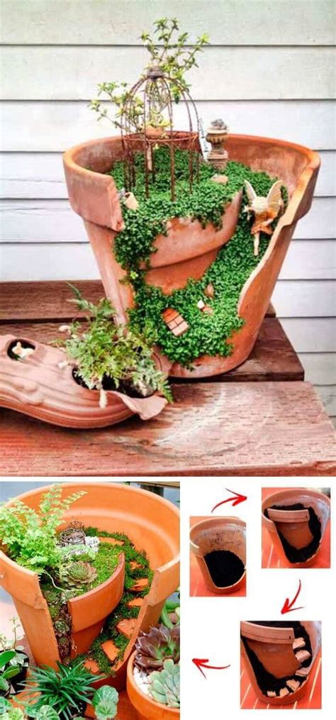 16 Awesome Diy Broken Pot Fairy Garden Ideas And Projects