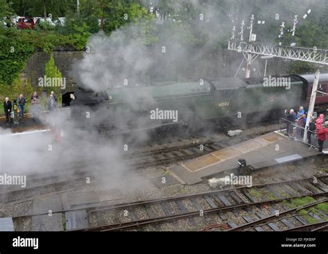 White Steam From Flying Scotsman Steam Locomotive On The East
