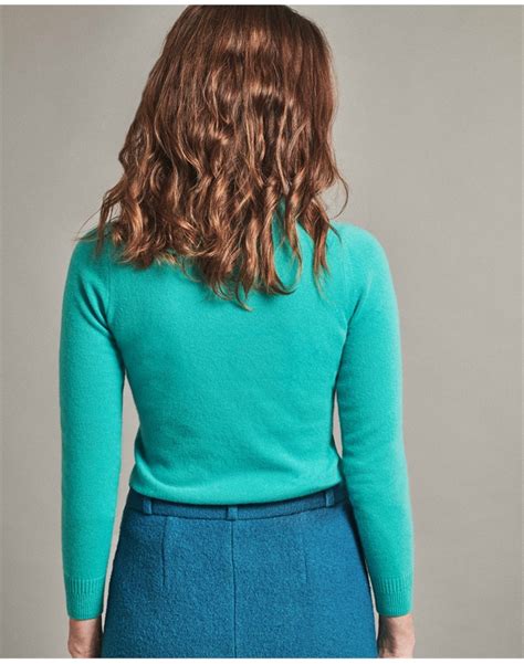 Bright Aqua Cashmere Slim Fit V Neck Sweater Pure Collection