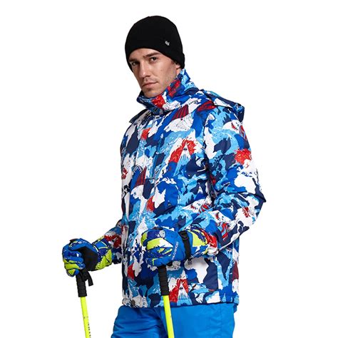 Mens Jacket Coat Hooded Windproof Ski Jacket Breathable Waterproof