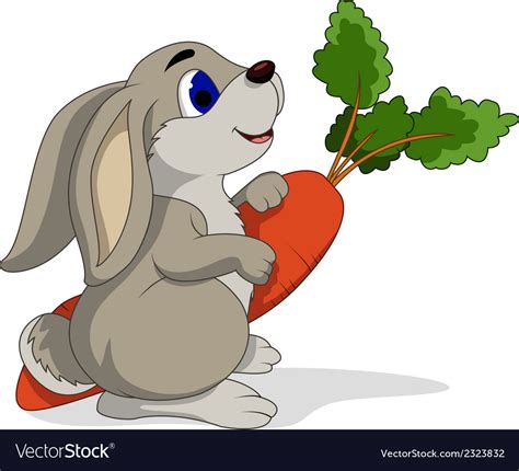 Cute Rabbit Cartoon Holding Carrots Royalty Free Vector