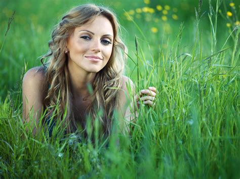 Wallpaper Sunlight Forest Women Model Eyes Long Hair Nature Field Green Lips Skin