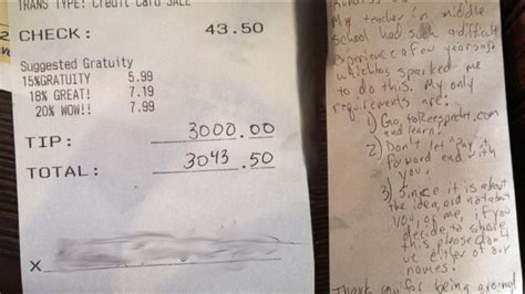 Man Leaves 3000 Tip For Waitress Who Was Facing Eviction Abc13 Houston