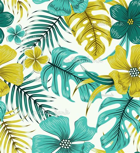 Tropical Leaves And Floral Pattern By Vivian Lau Cute Patterns