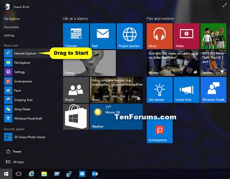 Pin To Start And Unpin From Start Items In Windows 10 Tutorials