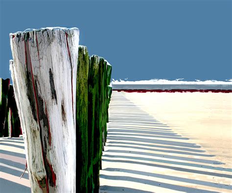 Abstracted Beach Dune Fence Painting By Elaine Plesser