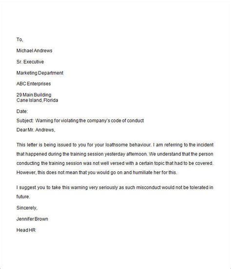 Sample Disciplinary Write Up Letter