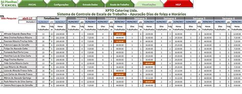 S Planilhas Excel Controle De Escala De Trabalho