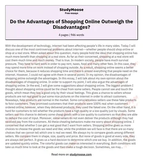 Do The Advantages Of Shopping Online Outweigh The Disadvantages Free