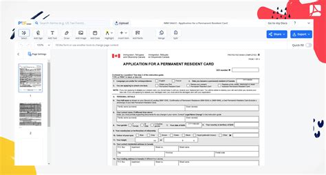 Form Imm 5444 E Application For A Permanent Resident Card Pdfliner