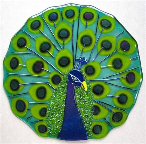 Round Peacock Delphi Artist Gallery Glass Fusion Ideas Stained Glass Crafts Glass Fusing
