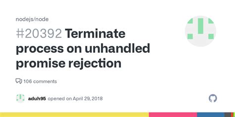 Terminate Process On Unhandled Promise Rejection Issue 20392
