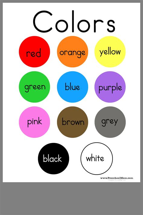 Pre K Worksheets Colors