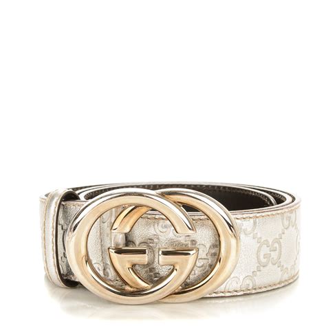 Gucci Guccissima Gg Belt 85 34 Silver 144866