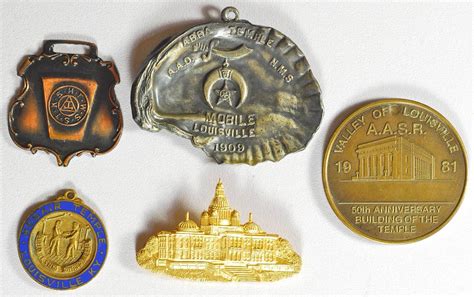 Lot Of 5 Vintage Shriner Masonic Freemason Pins Medals Ships Free