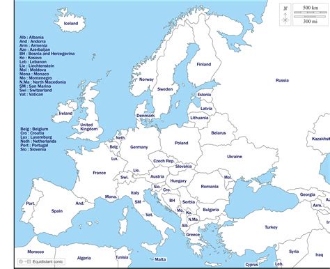 World Map Europe Countries