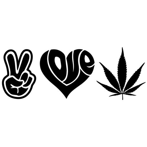 1866cm Peace Love Weed Decal Window Bumper Sticker Hippie Sign Smile