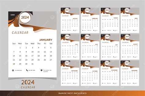 2024 Modern And Colorful Gradiant Calendar Designs Vector Template