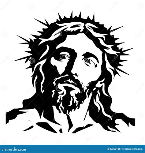 Jesus Christ Hand Drawn Vector Illustration Black Silhouette Svg Of