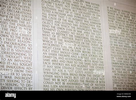 Inscription At Lincoln Memorial Washington Dc Usa Stock Photo Alamy