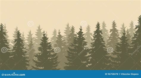 Close Up Of A Vector Illustration Of Forest Tree Tops Stock Vector