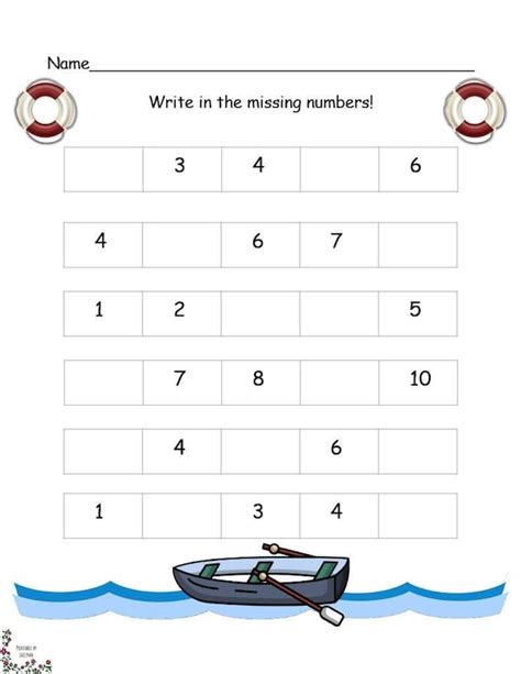 10 Printable Worksheets Number Sequence Fill In The Missing Etsy