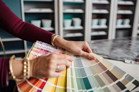 Diy Enthusiasts Picking Out Paint Colors For A Room Makeover Stock