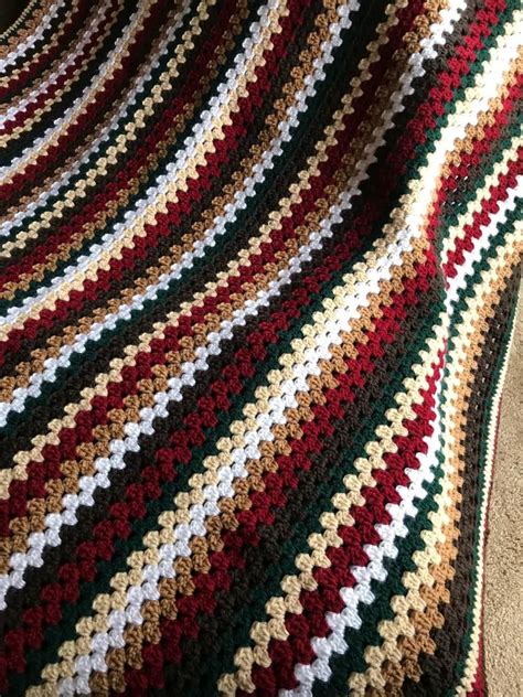 Granny Stripe Afghan Etsy Granny Stripe Crochet Afghan Crochet