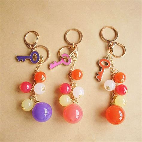 Beads Keychains For Car Lady Key Charms Colorful Keychain Beaded