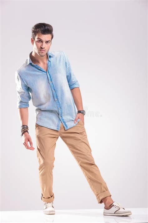 Full Body Picture Of A Casual Young Man Posing Stock Image Image Of