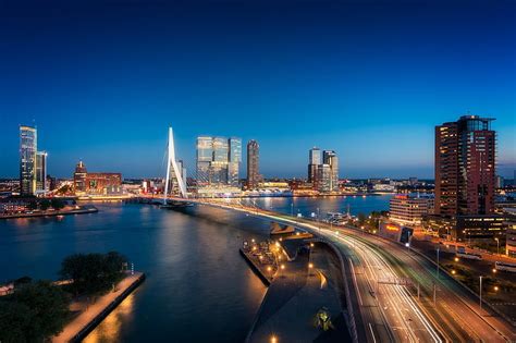 Hd Wallpaper 4k Netherlands Nightscape Rotterdam Wallpaper Flare