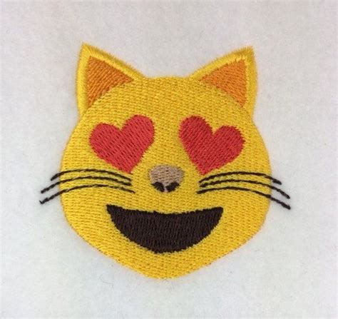Kitty Heart Eyes Emoji Machine Embroidery Design Etsy Machine