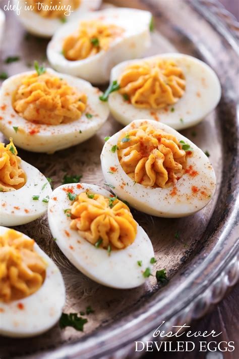 It's topped with rich avocado for creaminess and healthy fats to fill you up faster and for longer — and these ham cups are filled with a mixture of eggs, white cheddar cheese, fresh basil and a pinch of salt. Best Ever Deviled Eggs - Chef in Training
