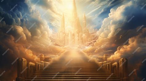 Premium Ai Image Stairway To Heaven Concept Art Glowing Staircase