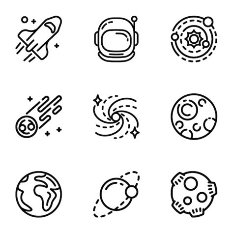 Premium Vector Space Galaxy Icon Set Outline Set Of 9 Space Galaxy Icons