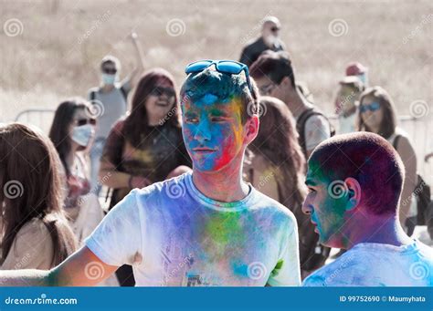 People Covered With Colored Powder Editorial Image Image Of Festival